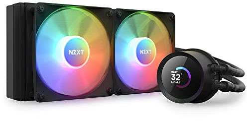 NZXT Kraken 240 RGB - Enfriador líquido AIO de CPU de 240 mm - Pantalla LCD cuadrada personalizable de 1.54 pulgadas para imágenes, métricas de rendimiento - Bomba de alto rendimiento - 2 ventiladores