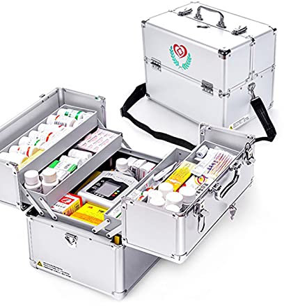 Caja de Primeros Auxilios de Bandeja Múltiple Cerrable Mejorada Estuche de Medicina de Emergencia Abierto Doble Portátil para Almacenamiento de Drogas Caja de Almacenamiento Familiar Adecuado par