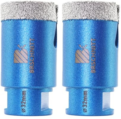 Diamond Core Drill Bit 32mm- BRSCHNITT Tile Hole Saw M14 for Tile Porcelain Stoneware Ceramic Marble Granite Drilling,Suitable for Angle Grinders(2pcs)