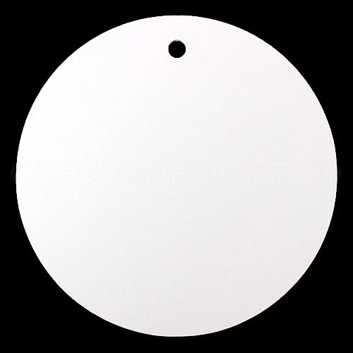 CleverDelights 3 White Gift Tags - 100 Pack - Round Circle Paper Hang Tag