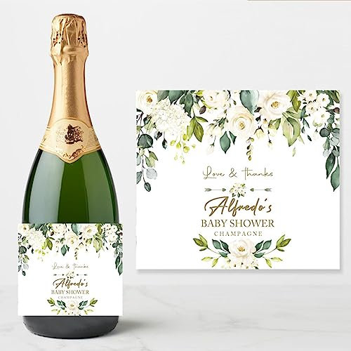 20 etichette personalizzate per bottiglie di champagne per matrimoni, per bottiglie di vino, battesimi, compleanni, feste di matrimonio (8,10 x 8,9 cm)