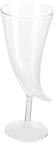 FONDOTIN Decorative Moon Shaped Glass Drinking Cup Creative Cocktail Glass High-Foot Beverage Glassware Party Wine Cup Household Milk Mug