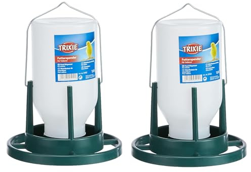 2 PACK WUNDAPETS PLASTIC HANGING BIRD BUDGIE AVIARY 1LTR FOOD FEEDER DISPENSER