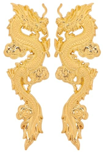 GALPADA 2 Stück Chinesischer Autoaufkleber mit Drachenmotiv aus Zinklegierung Goldfarbene Autoembleme für Suv und Motorrad Vielseitige Fahrzeug Außendekoration Einfache Montage | Motorhaube und Karosserie, Starke Ausführung, Farbbeständig, Einfache Montage, 2 Stück