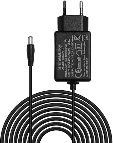 ShineBurky Adaptador de Corriente DC 12V 1A 12W (5.5mm X 2.1mm) | Fuente de Alimentación Transformador para Tiras LED 2835, Cámaras, Doméstico para Pantallas, Equipos Electrónicos