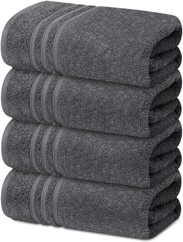 Textile Do 4 X Large Bath Towels 100% Egyptian Cotton High Absorbent 500 GSM Hotel Quality Jumbo Bath Towel Set (4, Charcoal Grey)