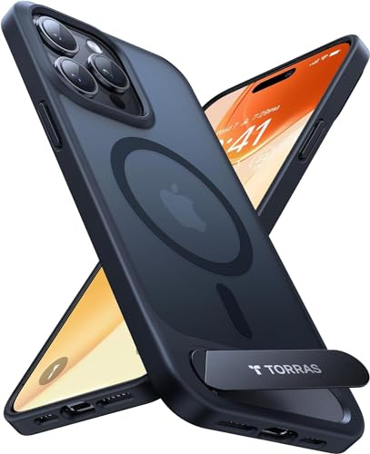 TORRAS Ostand L1 für iPhone 13 Pro Hülle mit Flügelständer Kompatibel mit MagSafe-Zubehör 3,66m Zertifizierte Militärschutz Stoßfest Magnetkraft Case für iPhone 13 Pro Handyhülle Matt Schwarz