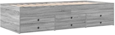 vidaXL Tagesbett, Gästebett mit 6 Schubladen mit Rollen, Schlafsofa für Schlafzimmer, Bettsofa Sofabett Daybed Bett, Grau Sonoma 75x190cm Holzwerkstoff