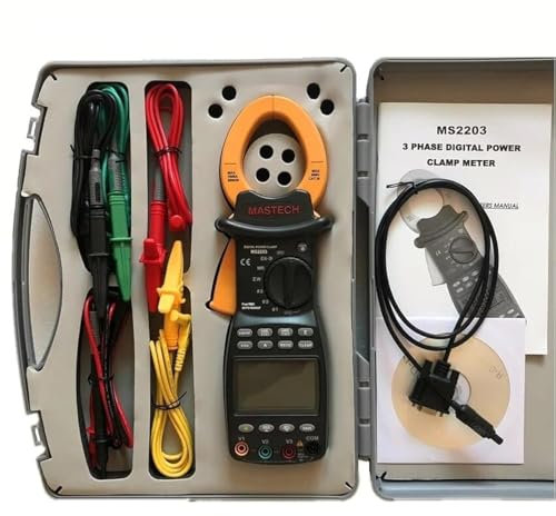 MGL MASTECH MS2203 MS2205 MS2225A Power meter Wattmeter 3-Phase professional High Sensitivity Clamp Meter Power Factor Correction USB True-RMS 4 Wire Tester(MS2203)
