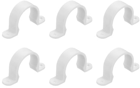 QUARKZMAN 6 Stück PVC-Rohrschellen, 32mm (1-1/4) Kunststoff-Kabelrohrschelle mit 2 Löchern PVC-Rohrhalterung für PVC-Rohr, Kabel und Leitungen, Weiß