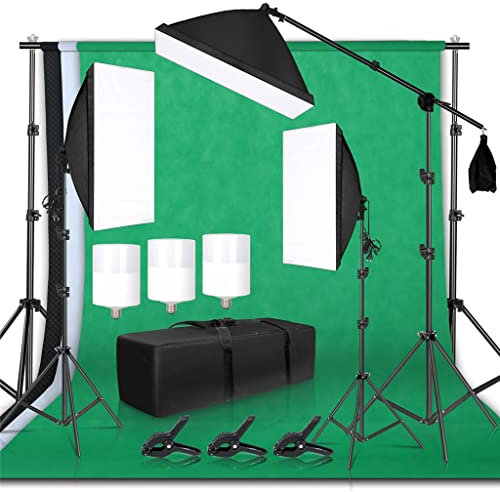 Marco de Fondo para fotografía, Kit de iluminación Softbox, Accesorios para Equipos de Estudio fotográfico con Fondo de 3 uds.