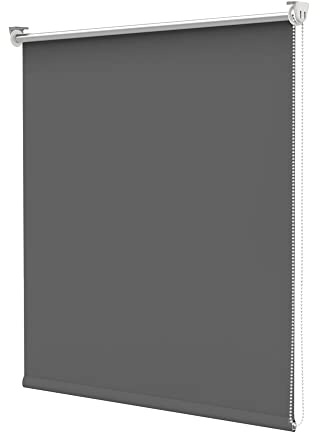Deswell Verdunkelungsrollo Klemmfix ohne Bohren & mit Bohren Dunkelgrau B55 x H140 cm(Stoffbreite 50cm) Thermorollo Sichtschutz Sonnenschutz, Klemmrollo Wandmontage Seitenzugrollo für Fenster