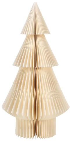 Honeycomb Tannenbaum Figur: Papierbaum zum Falten, Deko Baum Papier Weihnachten, Winter & Advent, Winterdeko Hygge Scandi Klein, Weihnachtsdeko Innen, Dekofigur Weihnachtsbaum, Creme Weiß, 30 x 15 cm