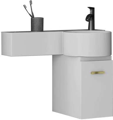 JOSIAHCQ Meuble Salle de Bain avec Vasque Ensemble Meuble sous Lavabo Salle de Bain Meuble Lave Main WC Meuble d'angle Suspendu pour Petit Espace(Nero)