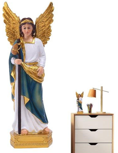 Engelsstatue aus Kunstharz – Tischdekoration mit Engel, Tischdeko mit Engel, Erzengel-Sankt-Raphael-Statue aus Kunstharz | Weihnachtsfigur von Festival Supply für Fernsehschränke, Nachttische, Bücherr
