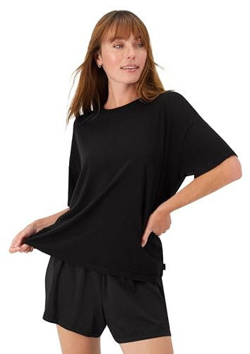 Hanes Women's Originals Supersoft Boxy T-Shirt & Sleep Shorts Set, Comfywear Lounge/Sleepwear