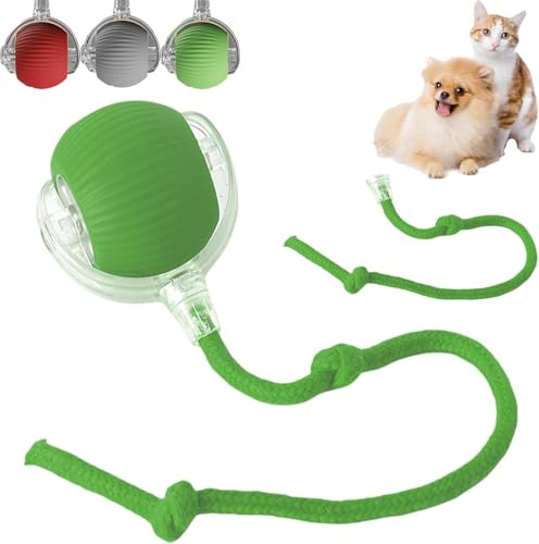 Rolling Ball,Interaktives Hundespielzeug Ball mit Schnur,Automatisch Rollender Ball für Kleine,Katzenspielzeug Elektrisch mit USB Aufladbar,Interactive Cat Toys Rolling Ball für Katzen Hunde