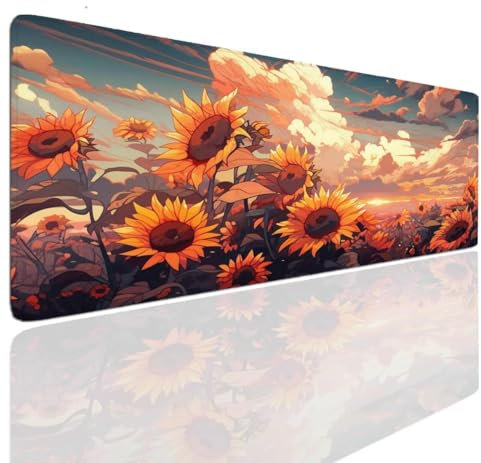 Tapis de Souris Gaming XXL 90x50x0.4cm Tapis Souris Gamer Sunflower Mouse Pad Mat Caoutchouc Antidérapante Mousepad Haute Précision et Vitesse, sous-Main Résistant, Tapis Bureau Claviers, PC S-1105