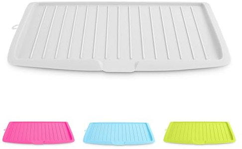 CROWNSHOP Drip Tray Plastic Worktop Dish Drainer Large Kitchen Sink Drying Rack Holder Dish Drying Mat Draining Board Mat Draining Tray Multi-Purpose Non-Slip Kitchen Heat Resistant Mat (White)