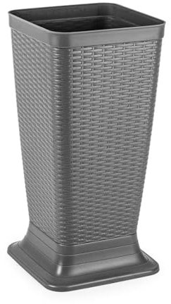 Muddy Hands Grey Plastic Rattan Effect Umbrella Holder Brolly Walking Stick Home Office Storage Stand Rack Basket Bin