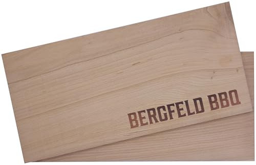 Bergfeld BBQ – 2 pezzi XL in legno di ciliegio per grigliare – Tagliere in legno di ciliegio 100% naturale US – Robusto e riutilizzabile – per barbecue e barbecue speciale
