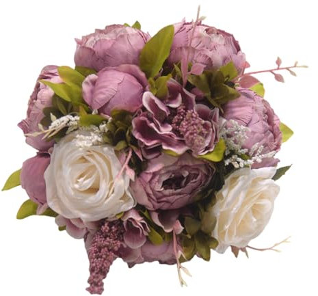 MEAKTSMI Bouquet di nozze da sposa con bouquet di rose artificiali per la distorsione della damigella d'onore San Valentino