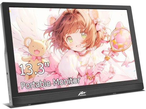 Kenowa Moniteur portable USB-C 13,3 pouces FHD 1366 x 768 Écran LCD Externe avec Type-C/HDMI USB Prise casque pour PS3 PS4 Mac Raspberry Pi B Ordinateur portable