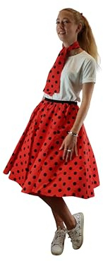 Gonna e sciarpa da donna a pois Rock and Roll, con elastico in vita, gonna a cerchio intero, multicolore, XXL
