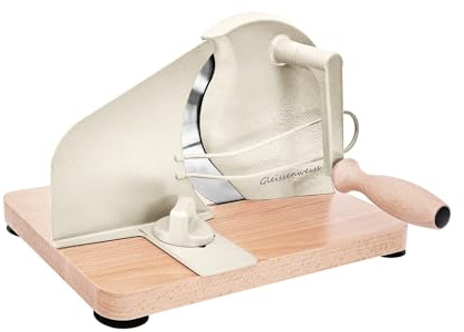 Gleissenweiss Stainless Steel Bread Slicer – Adjustable Manual Sourdough Bread Cutter with Hand Crank & Precise Thickness Control – Classic Homemade Bread Slicer for Kitchen & Bakery (Cream)