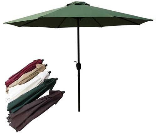 SMELEDFCFK Parasol De Jardin Extérieur Grand Parasol De Marché 2,7m Parasol Droit avec Manivelle Parasol De Jardin Protection UV/étanche, Plusieurs Couleurs(Green)
