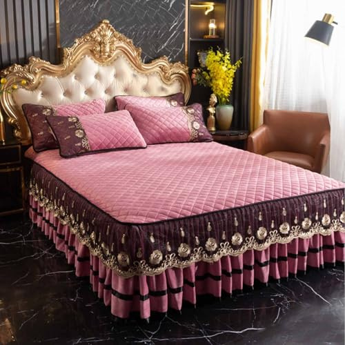 YSZBD Bettrock Mit Spitze Bed Skirts & Valances Betthusse 180x200 Boxspringbett 3 Seiten Bett Hussen Umrandung Mattress Cover(a2,180x200cm)