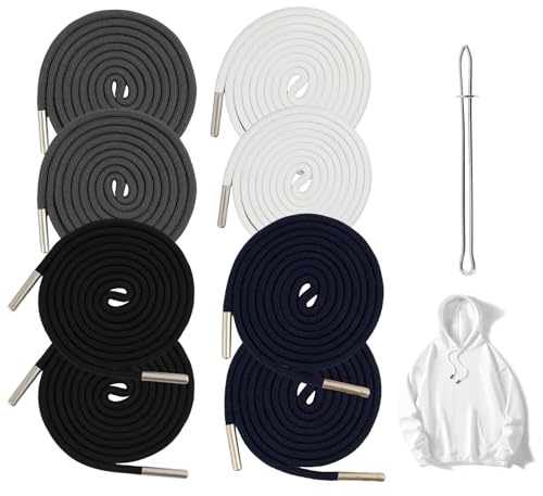 8PCS Cordoncino per pantaloni da jogging 140cm, con estremità in metallo e ago infilacordoncini, lacci resistenti per pantaloni sportivi, giacche, borse e costumi