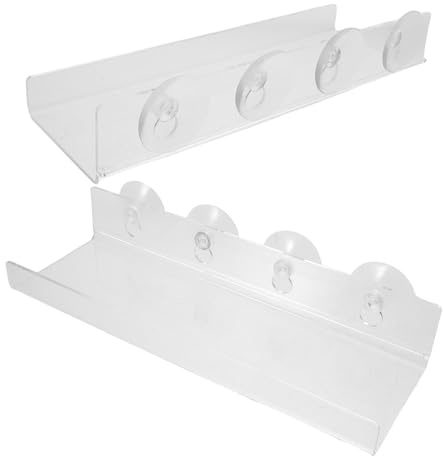 DECOMELODY Acryl Fenster Pflanzenregal mit Saugnapf und Halterung, 2 Stück | Sukkulenten und Pflanzen im Innenbereich, Fensterbankverlängerung, Transparentes Design, Minimalistisch