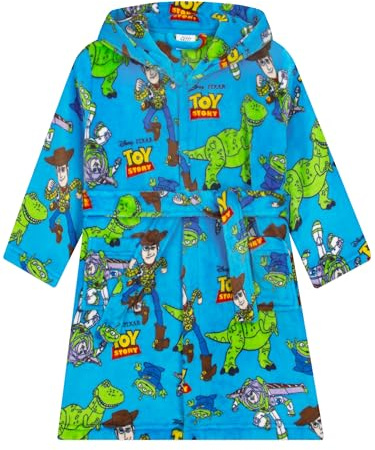 Disney Toy Story Dressing Gown, Woody And Buzz Lightyear Boys Dressing Gown, Fleece Kids Bathrobe, Blue 3-4 Years