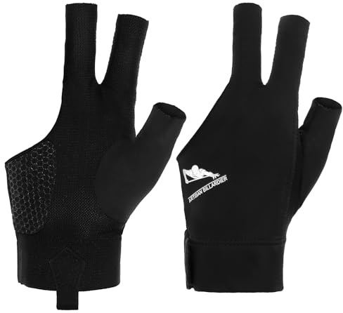 Bremorou Guanti da biliardo Sinistra Billiard Pool Cue Gloves Guanti da piscina antiscivolo Accessori Adatto Guanti Snooker Regolabile per Carom Giochi Nero