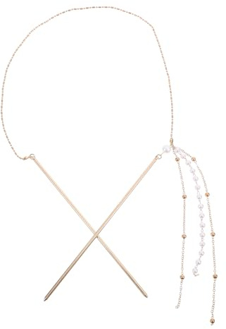 INOOMP Chinesische Haarnadel Doppelkette Haarkette Haarstick Mit Quaste Vintage Haarschmuck Für Frauen Und Mädchen Für Hochsteckfrisuren Bun Und Festliche Anlässe