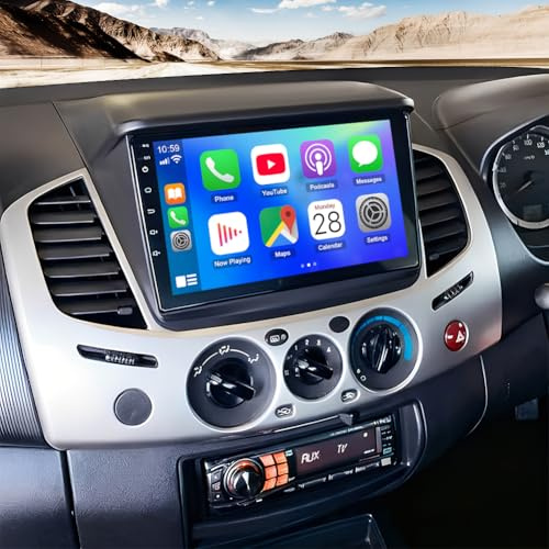 Android 14 Car Stereo for Mitsubishi L200 / Triton 2006-2016 with CarPlay Wireless Android Auto Double Din Car Radio 9 Inch HD Touch Screen GPS WiFi FM RDS Bluetooth SWC Mirror Link Backup Camera