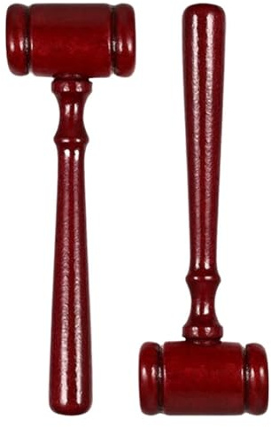 Holzhammer, Richterhammer, dunkelrotes Holz, 2 Stück