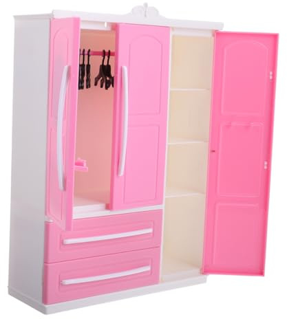 ZUNOXAZ Armadio per Bambole 30 Cm con 10 Appendiabiti Curvati, Guardaroba in Plastica Colorata per Casa delle Bambole, Mobili per Camera da Letto Gioco, Facile Montaggio e Colore Casuale