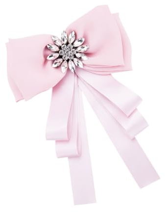 Damen Brustnadel Schleife aus Legierung mit Strass in Rosa | Dekoratives Accessoire für Cocktail und Andere Anlässe, 1 Stück, Blumenmotiv, Valentinstag