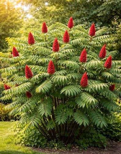 Live Staghorn Sumac Plant (Rhus typhina) – Hardy Native Shrub with Red Berry Clusters, Fast Growing Ornamental, Wildlife-Friendly Landscape Plant (2 Plants)