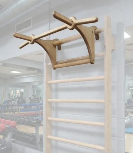 Bear on Bar Dip-Stange – Abnehmbare Stange 94 cm – Trainingsstange aus Holz – Für die Turnwand – Breite 48 cm – Länge 46 cm