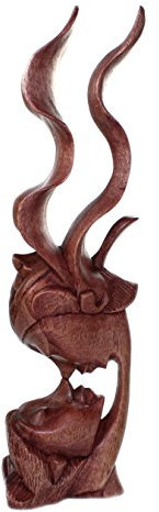 budawi® Holzfigur Liebespaar küssend | Holzskulptur | Handarbeit aus Bali | Dekofigur aus Suarholz | Unikat