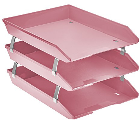 Acrimet Facility 3 Ebenen Briefablage Vorderladung, Letter Tray/A4, Desktop Datei Organizer, Kunststoff (Rosa Farbe)