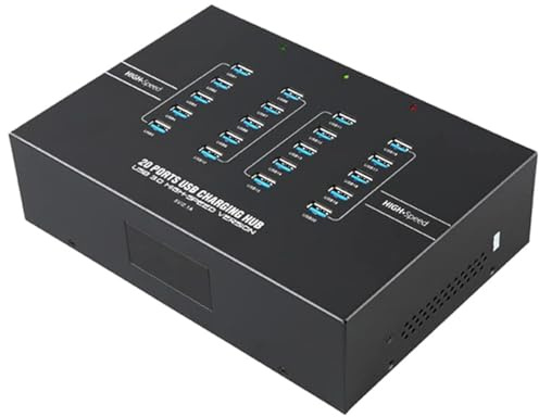 UHPPOTE Industrial Grade 2.1A 20 Puertos USB3.0 Hub USB Data Sync & Charge Station Negro