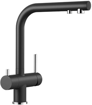 BLANCO FONTAS II Filter | Kitchen Mixer tap in Anthracite | High-Pressure | Non-Return Valve | Ceramic Cartridge | Assured Water Quality & Water-Saving | Separate Filter Required | [16x25.3x30 cm]