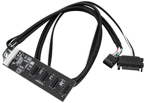 The Lord of the Tools Extensor de 1 A 4 Puertos USB 2.0 Internos con Cable SATA para Placa Base Conector USB de 9 Pines Macho Y Hembra Divisor