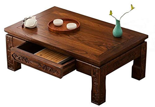 Tavoli Tavolino in Legno Massello Basso Giapponese con Cassetti Tavolino da Salotto for Laptop Lavoro (Color : A, Size : 80x50x30cm)