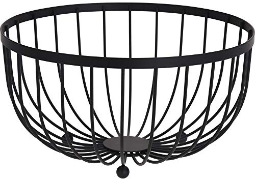Excellent Houseware Obstkorb, Deko Korb Metall ⌀ 25 cm H: 13 cm, Schwarz