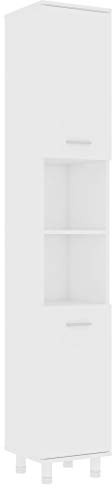 vidaXL Armario de Cuarto de Baño Aseo Almacenamiento Almacenaje Mueble Estante Lavadero Ordenado Robusto Estable Contrachapada Blanco 30x30x179 cm